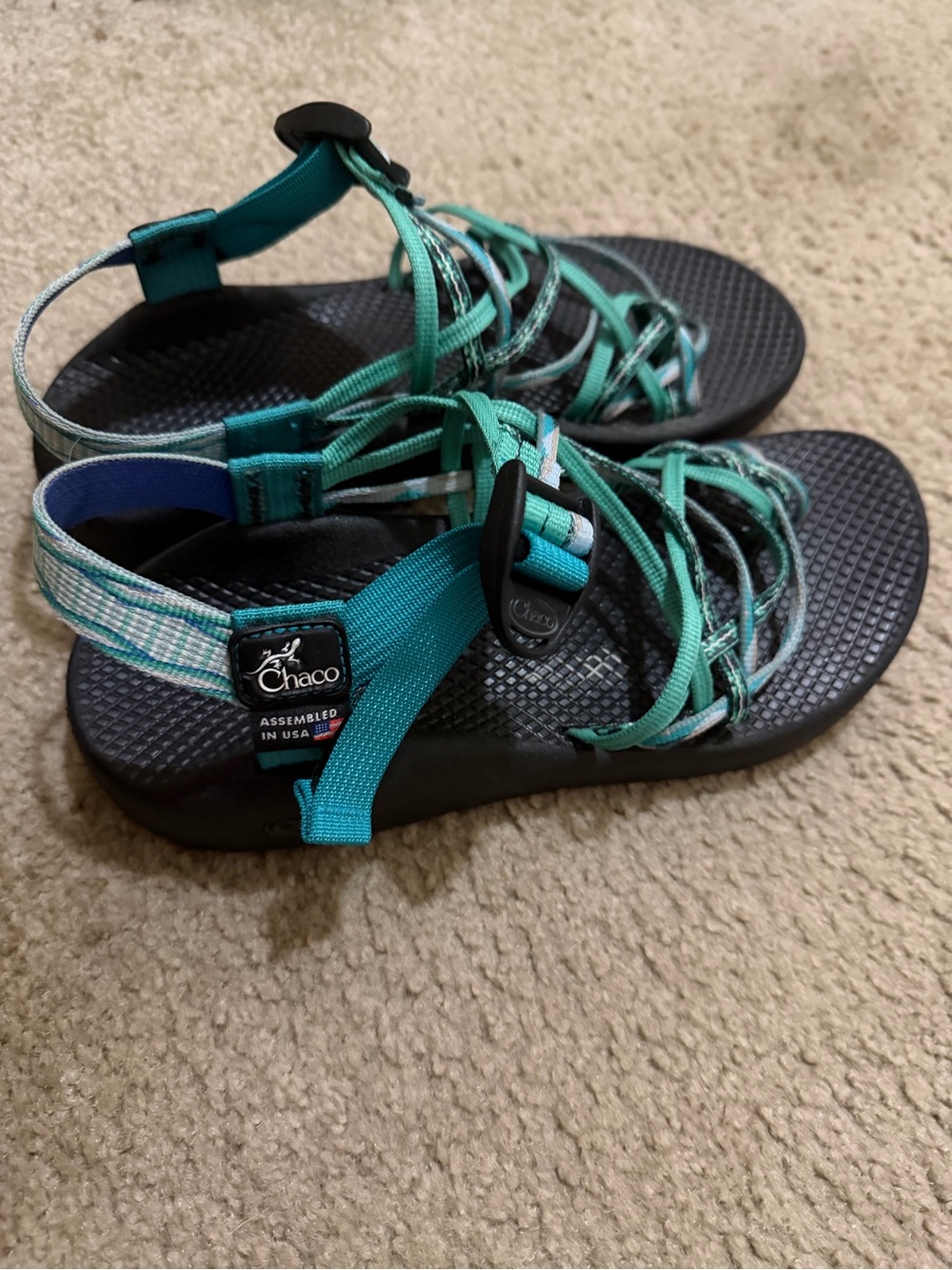 Chaco Z/2 Unaweep Vibram Sport Sandals Teal Black Approximate Size 8